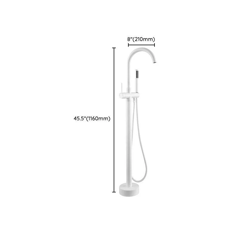 Floor Mounted Freestanding Tub Filler Metal Freestanding Bathtub Tap in White -Bathlova