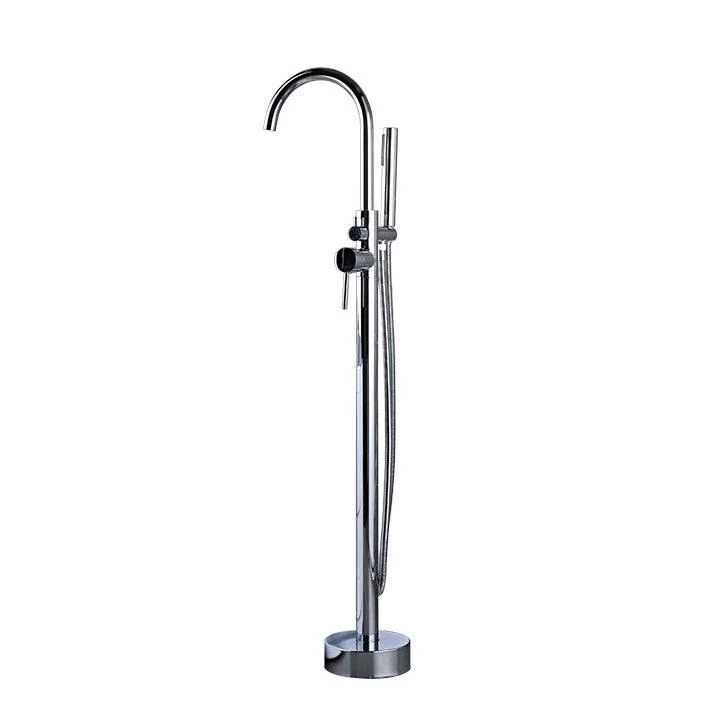 Floor Mounted Freestanding Tub Filler Metal Freestanding Tub Filler Trim with Spray Gun -Bathlova