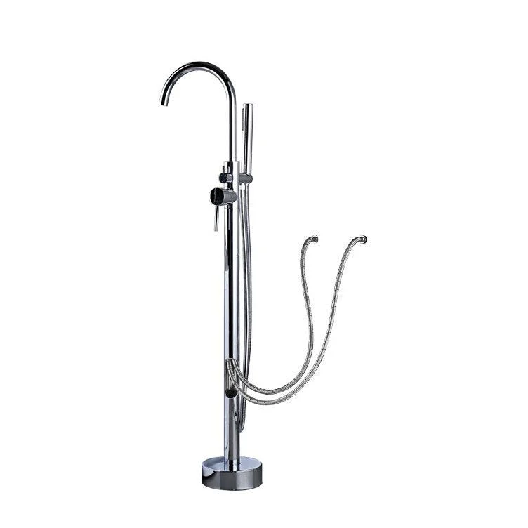 Floor Mounted Freestanding Tub Filler Metal Freestanding Tub Filler Trim with Spray Gun -Bathlova