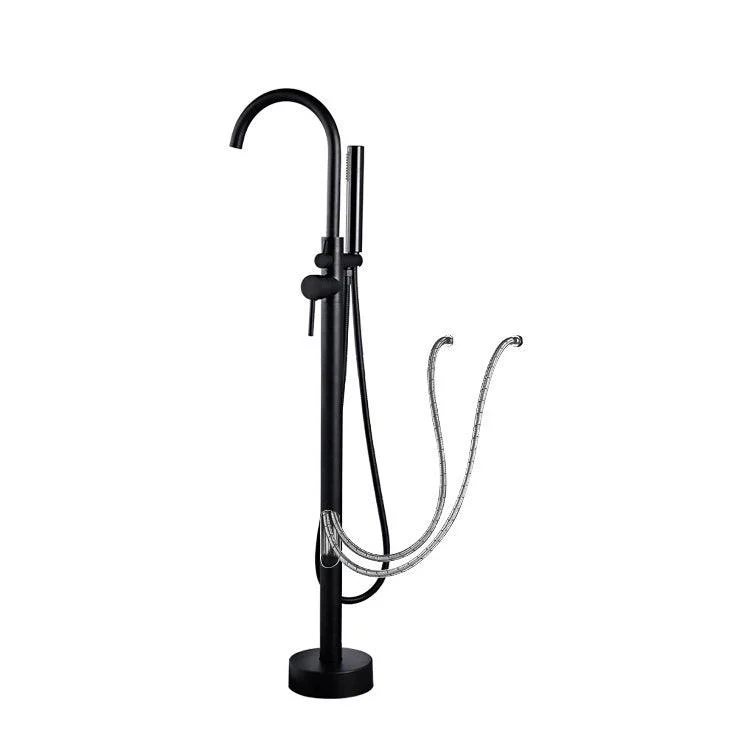 Floor Mounted Freestanding Tub Filler Metal Freestanding Tub Filler Trim with Spray Gun -Bathlova