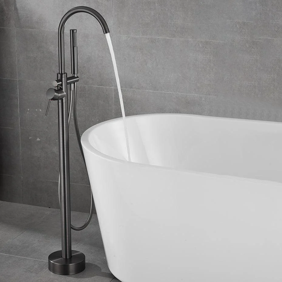 Floor Mounted Freestanding Tub Filler Metal Freestanding Tub Filler Trim with Spray Gun -Bathlova