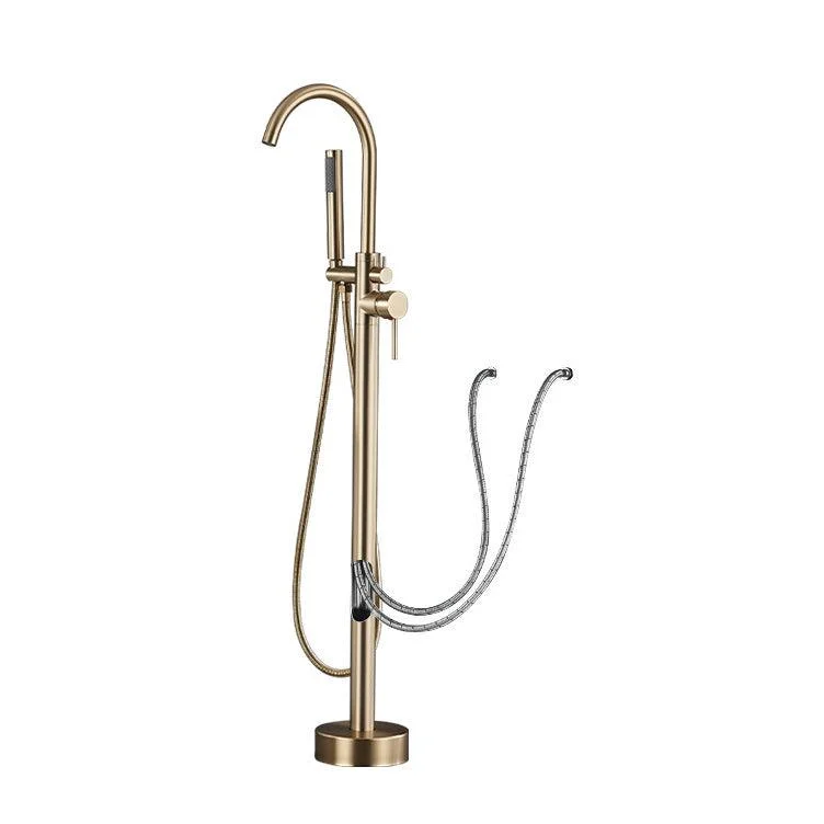 Floor Mounted Freestanding Tub Filler Metal Freestanding Tub Filler Trim with Spray Gun -Bathlova