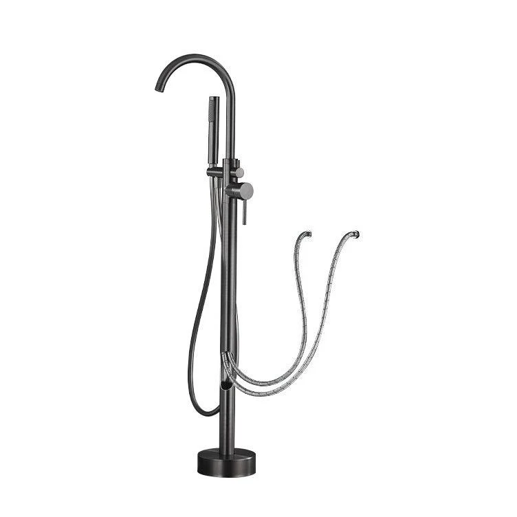 Floor Mounted Freestanding Tub Filler Metal Freestanding Tub Filler Trim with Spray Gun -Bathlova