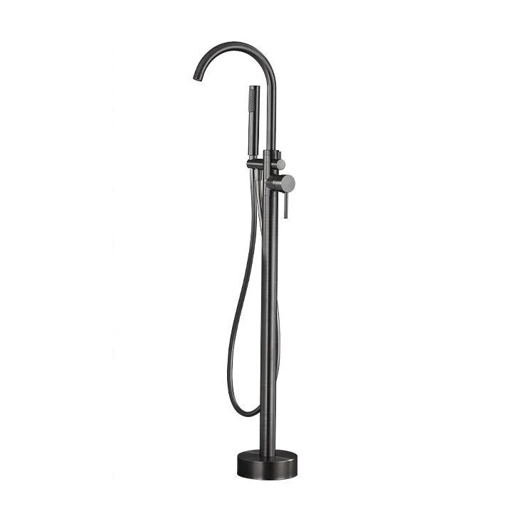 Floor Mounted Freestanding Tub Filler Metal Freestanding Tub Filler Trim with Spray Gun -Bathlova