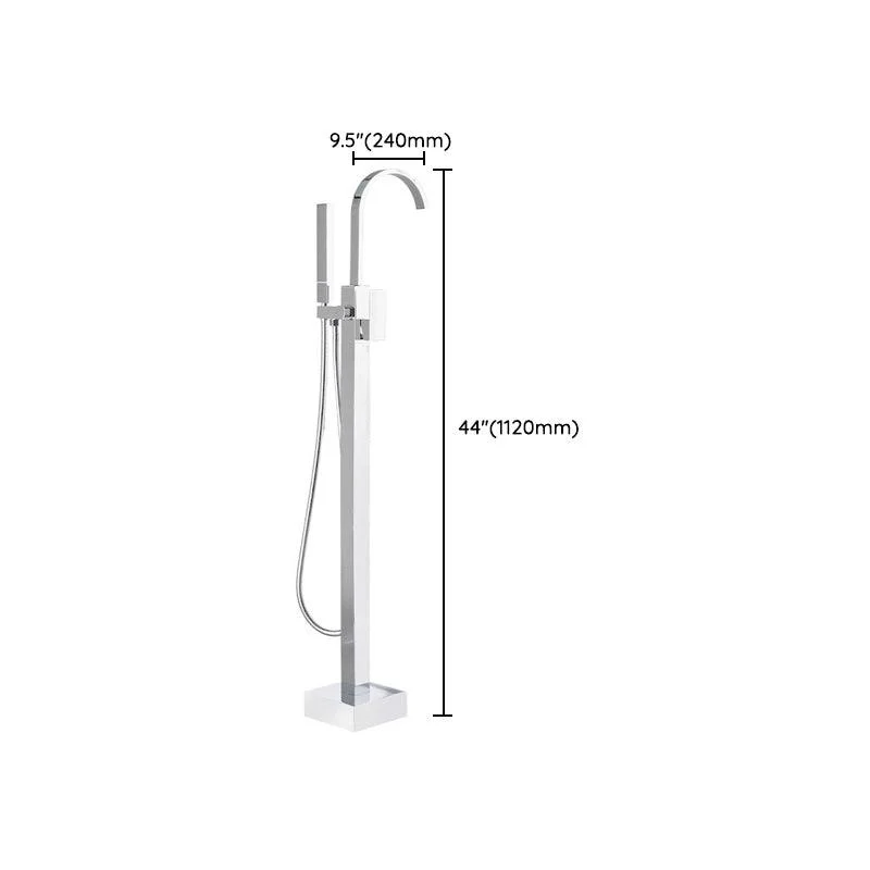 Floor Mounted Freestanding Tub Filler Metal High Arc Freestanding Bathtub Tap -Bathlova