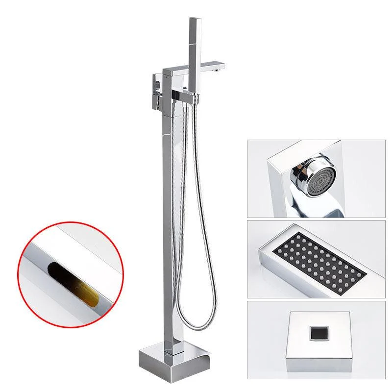 Floor Mounted Freestanding Tub Filler Metal High Arc Freestanding Bathtub Tap -Bathlova