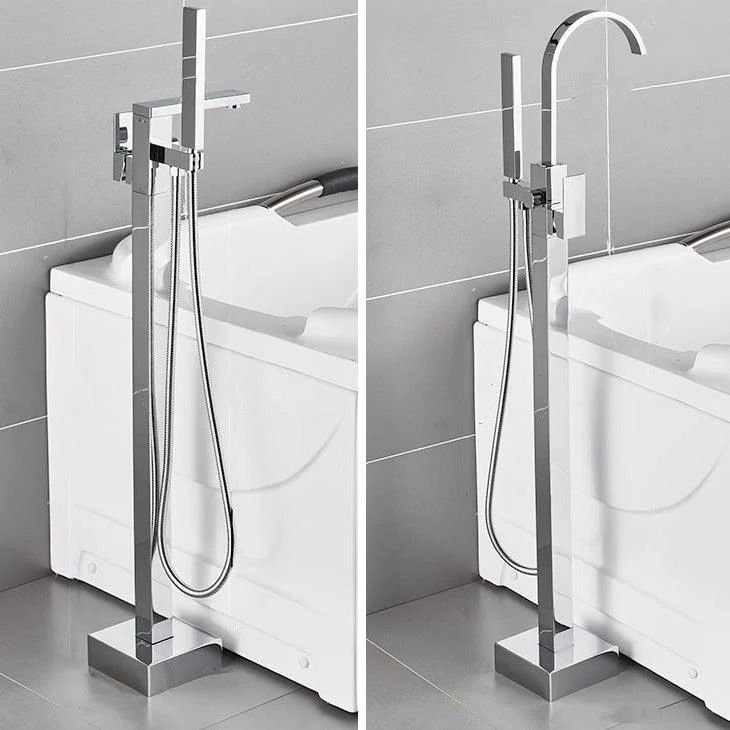 Floor Mounted Freestanding Tub Filler Metal High Arc Freestanding Bathtub Tap -Bathlova