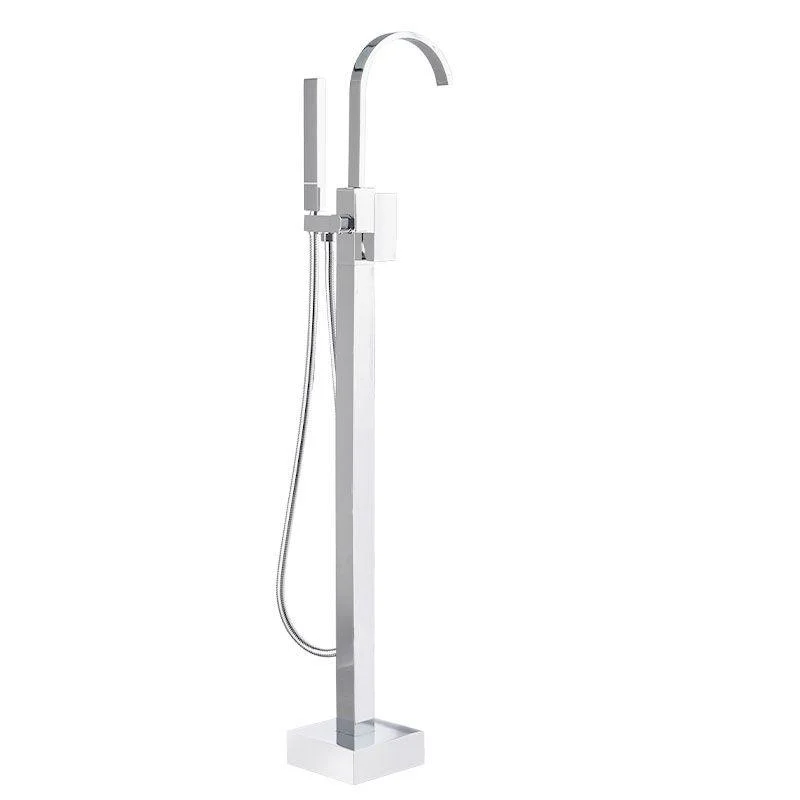 Floor Mounted Freestanding Tub Filler Metal High Arc Freestanding Bathtub Tap -Bathlova