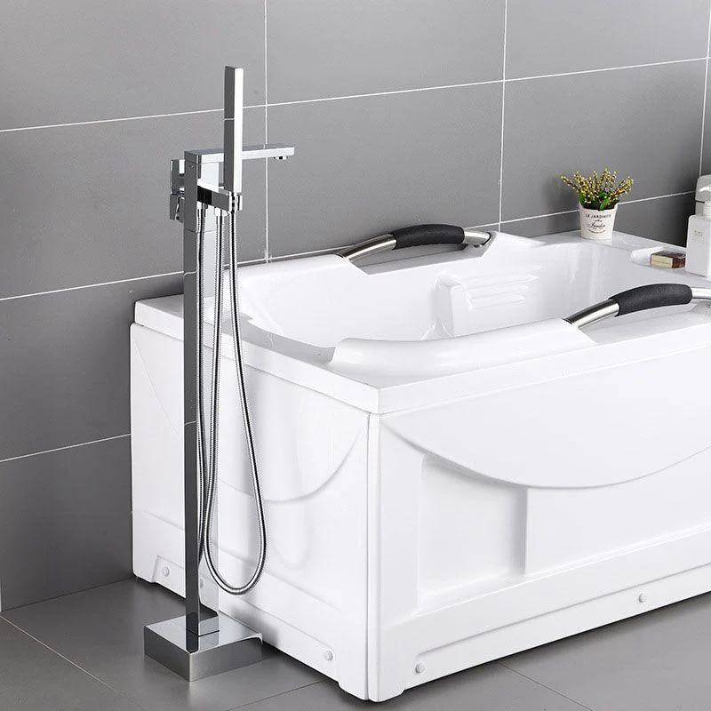 Floor Mounted Freestanding Tub Filler Modern Style Metal Freestanding Tub Filler -Bathlova