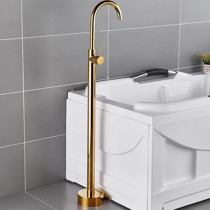 Floor Mounted Freestanding Tub Filler Modern Style Metal Freestanding Tub Filler -Bathlova