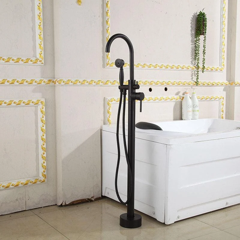 Floor Mounted Freestanding Tub Filler Modern Style Metal Freestanding Tub Filler -Bathlova