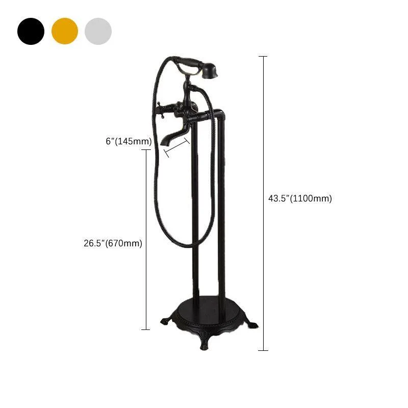 Floor Mounted Freestanding Tub Filler Modern Style Metal Freestanding Tub Filler -Bathlova