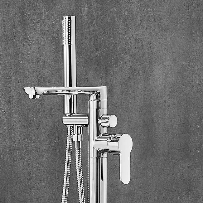 Floor Mounted Freestanding Tub Filler One Hold Metal Freestanding Tub Filler Trim -Bathlova