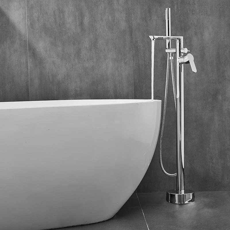 Floor Mounted Freestanding Tub Filler One Hold Metal Freestanding Tub Filler Trim -Bathlova