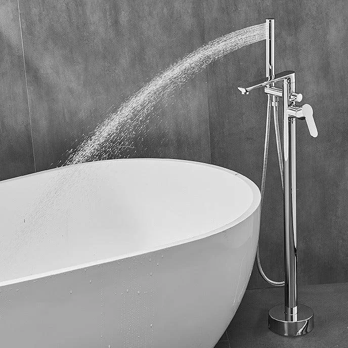 Floor Mounted Freestanding Tub Filler One Hold Metal Freestanding Tub Filler Trim -Bathlova