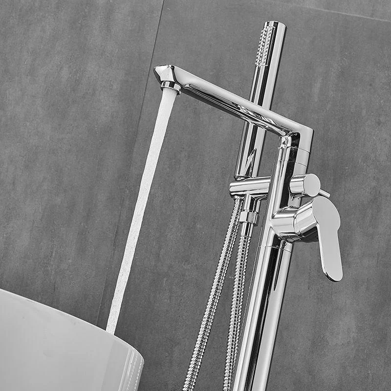 Floor Mounted Freestanding Tub Filler One Hold Metal Freestanding Tub Filler Trim -Bathlova