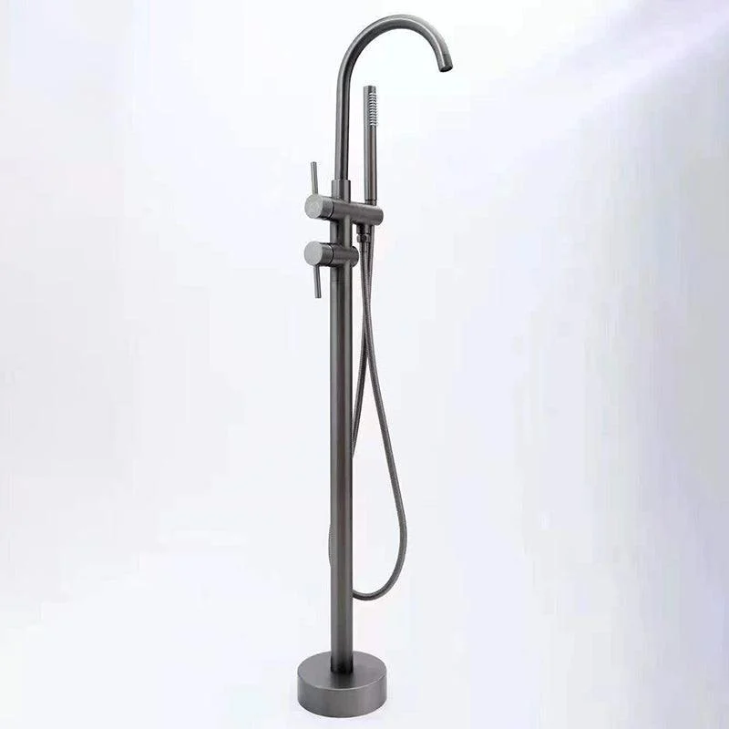 Floor Mounted Freestanding Tub Filler Single Handle Freestanding Tap with Hose -Bathlova