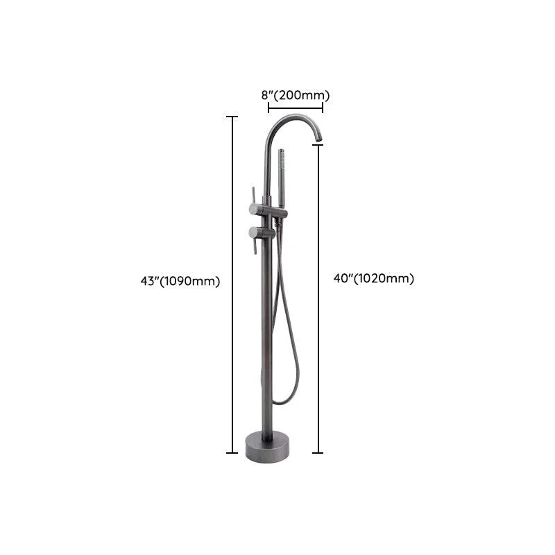 Floor Mounted Freestanding Tub Filler Single Handle Freestanding Tap with Hose -Bathlova