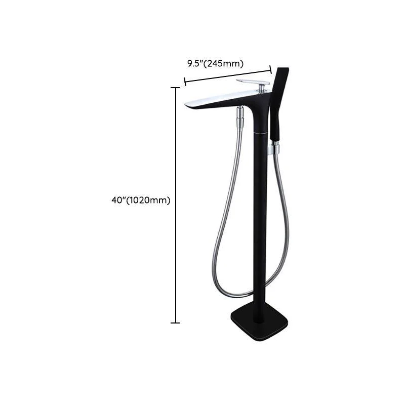 Floor Mounted Freestanding Tub Filler Single Handle Freestanding Tap with Hose -Bathlova