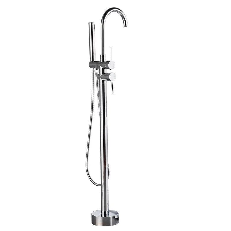 Floor Mounted Freestanding Tub Filler Single Handle Metal Freestanding Tap -Bathlova