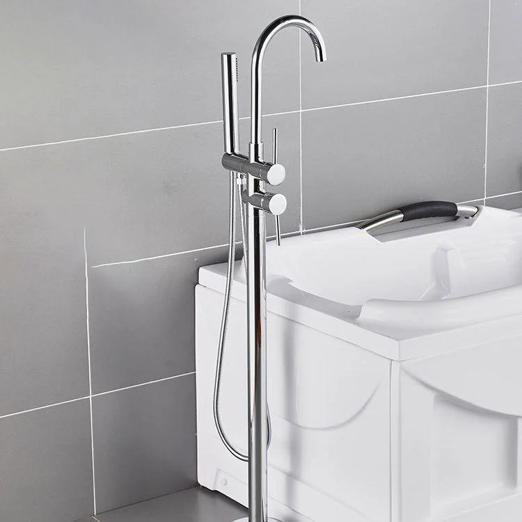 Floor Mounted Freestanding Tub Filler Single Handle Metal Freestanding Tap -Bathlova