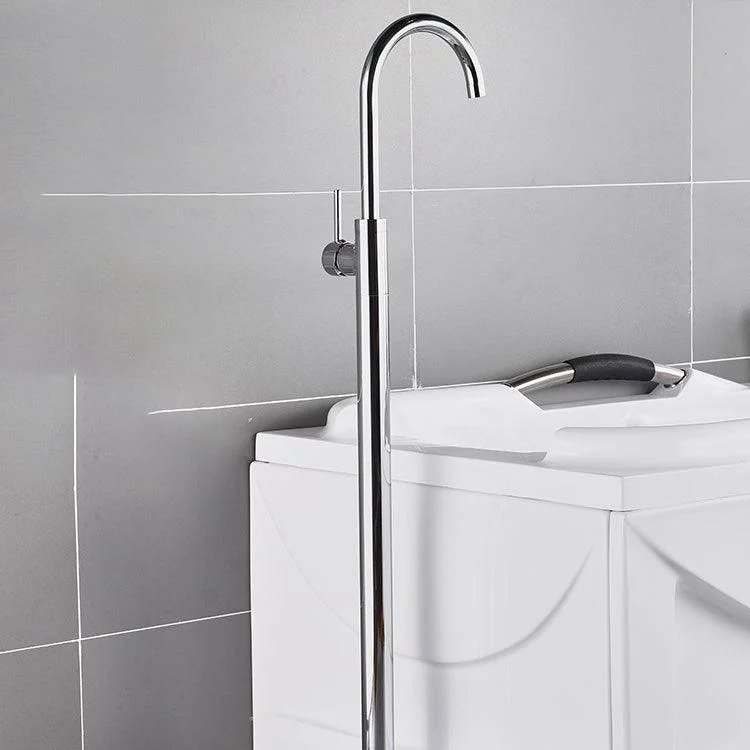 Floor Mounted Freestanding Tub Filler Single Handle Metal Freestanding Tap -Bathlova