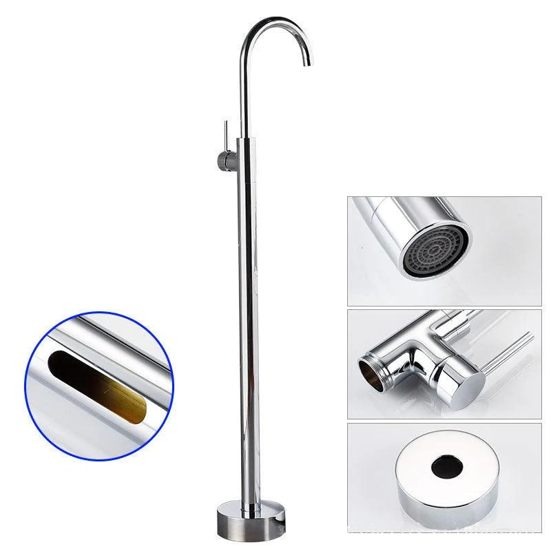 Floor Mounted Freestanding Tub Filler Single Handle Metal Freestanding Tap -Bathlova