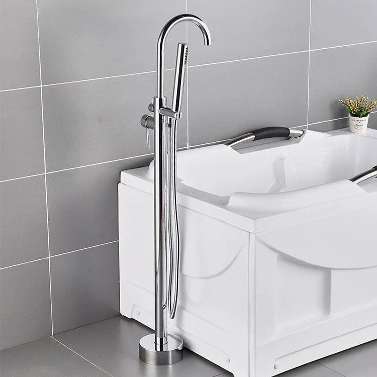 Floor Mounted Freestanding Tub Filler Single Handle Metal Freestanding Tap -Bathlova