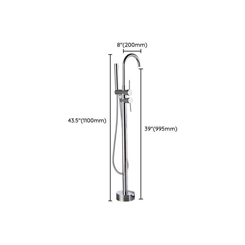 Floor Mounted Freestanding Tub Filler Single Handle Metal Freestanding Tap -Bathlova