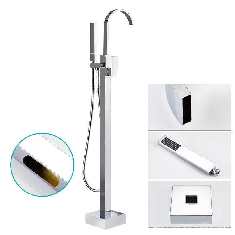 Floor Mounted Freestanding Tub Filler Single Handle Metal Freestanding Tap -Bathlova