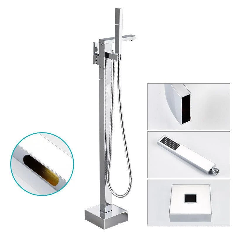 Floor Mounted Freestanding Tub Filler Single Handle Metal Freestanding Tap -Bathlova