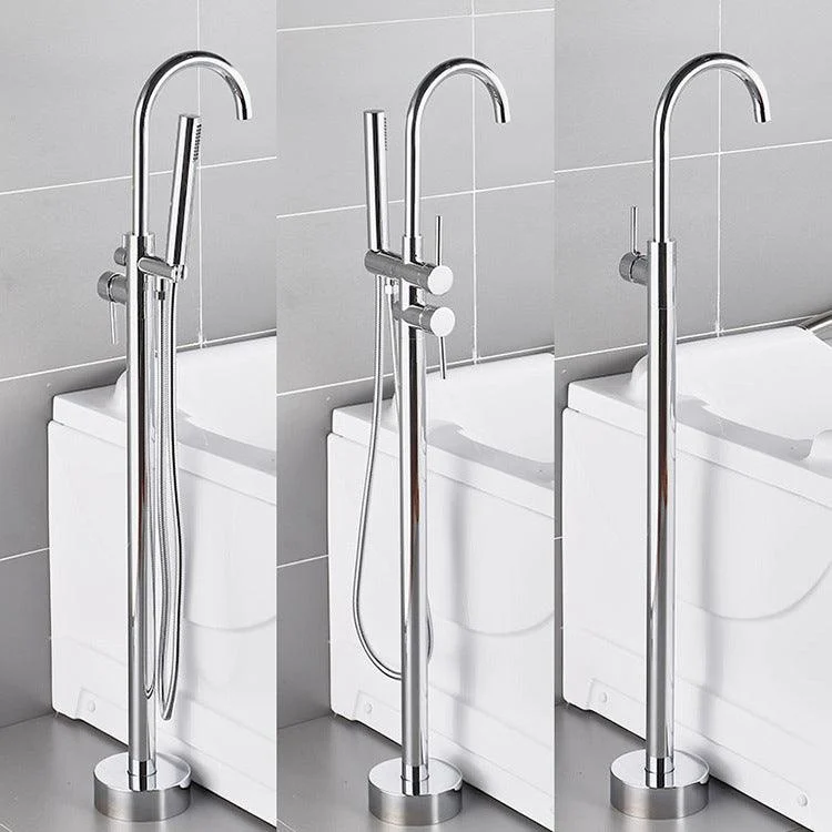 Floor Mounted Freestanding Tub Filler Single Handle Metal Freestanding Tap -Bathlova