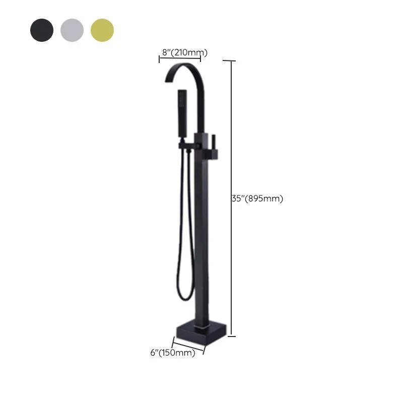 Floor Mounted High Arc Freestanding Tub Filler Copper Freestanding Tub Filler Trim -Bathlova