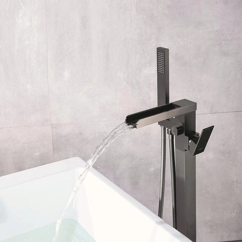 Floor Mounted High Arc Freestanding Tub Filler Copper Freestanding Tub Filler Trim -Bathlova