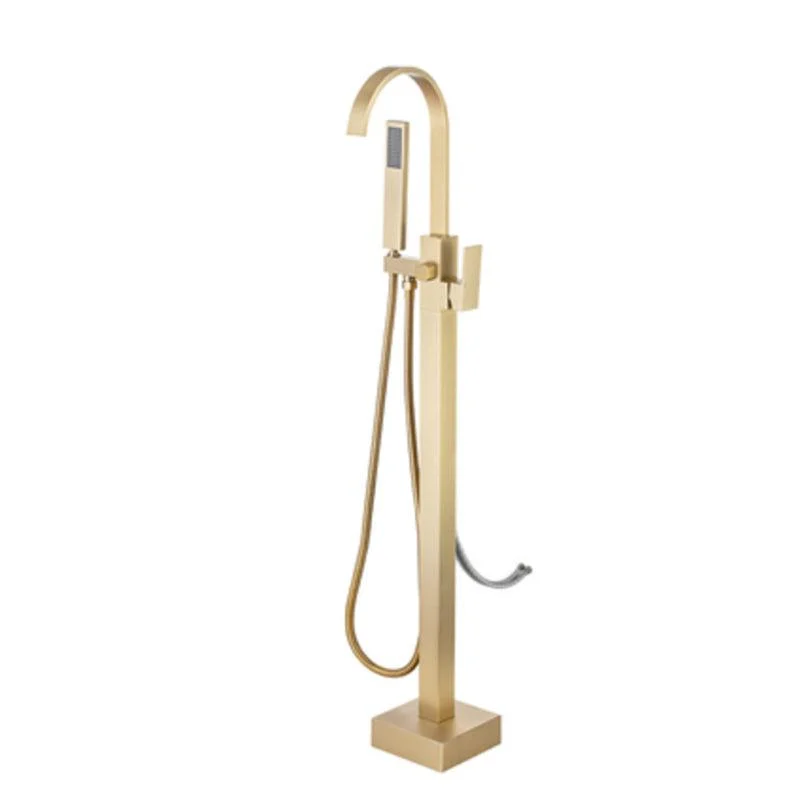 Floor Mounted High Arc Freestanding Tub Filler Copper Freestanding Tub Filler Trim -Bathlova