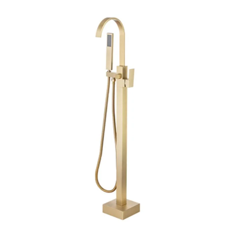 Floor Mounted High Arc Freestanding Tub Filler Copper Freestanding Tub Filler Trim -Bathlova