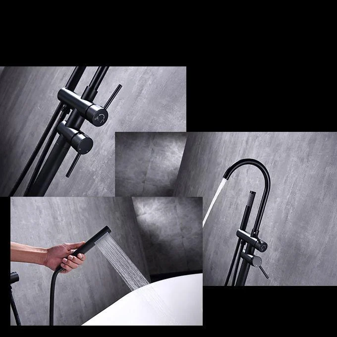 Floor Mounted Metal Freestanding Tub Filler 1 Handle Freestanding Bathtub Tap -Bathlova