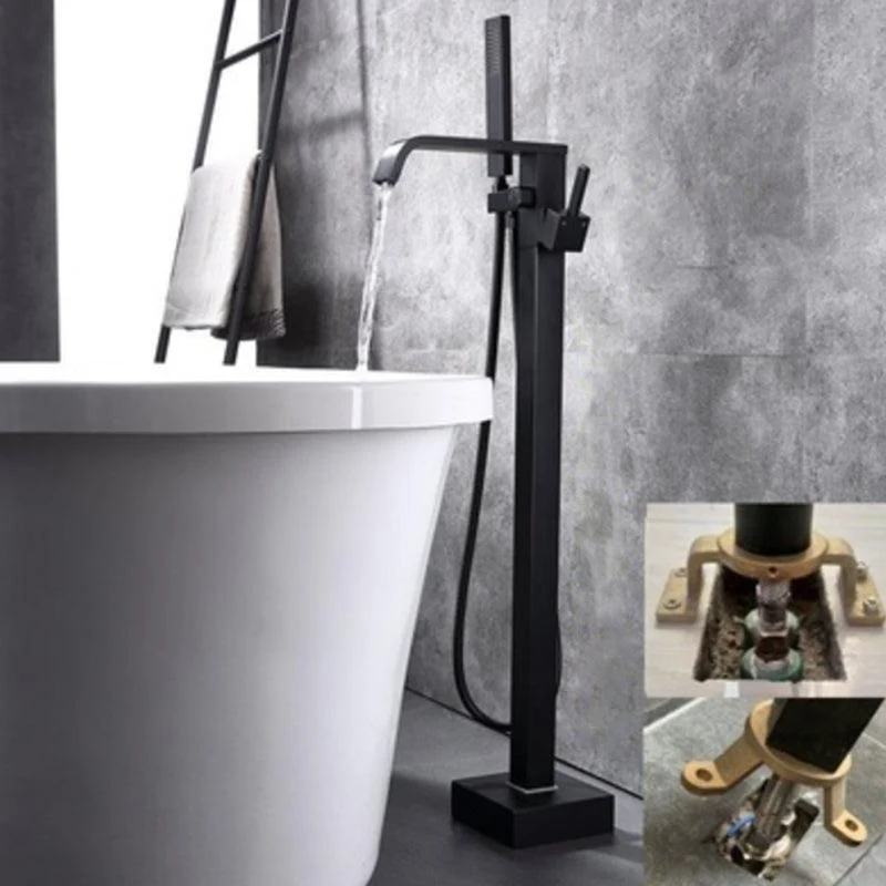 Floor Mounted Metal Freestanding Tub Filler 1 Handle Freestanding Bathtub Tap -Bathlova