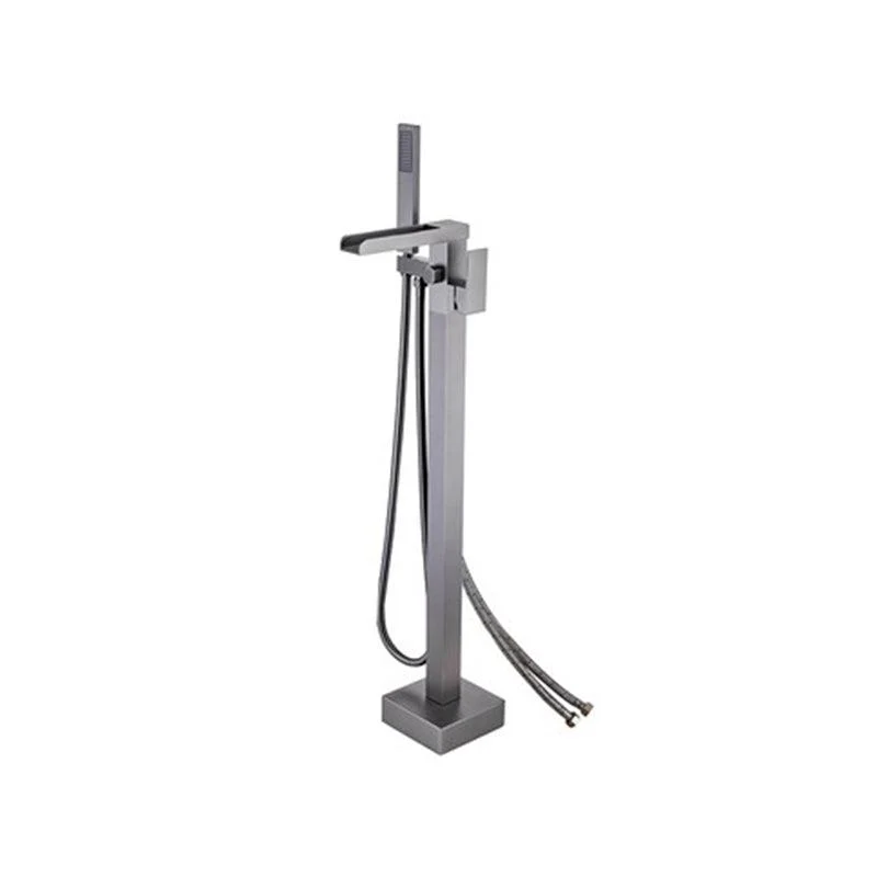 Floor Mounted Metal Freestanding Tub Filler 1 Handle Freestanding Tap with Hose -Bathlova