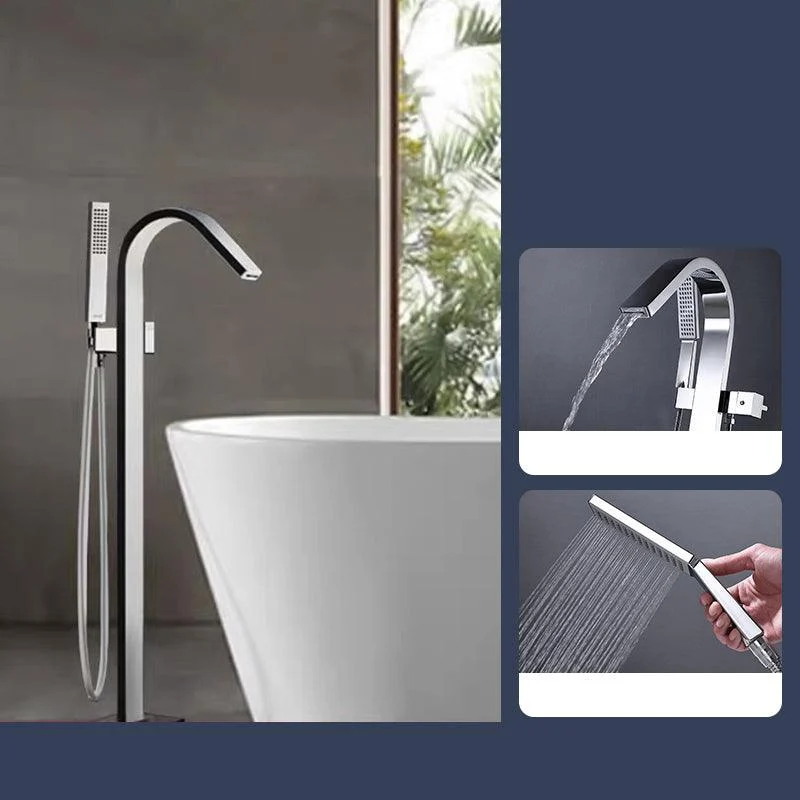 Floor Mounted Metal Freestanding Tub Filler 2 Handles Freestanding Bathtub Tap -Bathlova