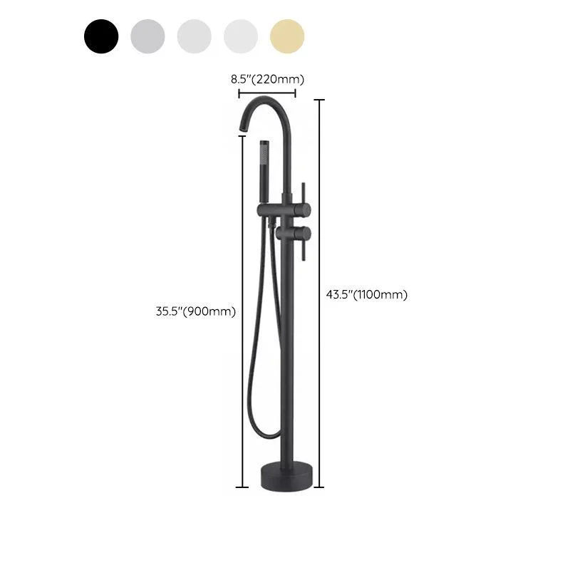 Floor Mounted Metal Freestanding Tub Filler 2 Handles Freestanding Bathtub Tap -Bathlova