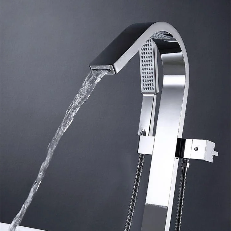 Floor Mounted Metal Freestanding Tub Filler 2 Handles Freestanding Bathtub Tap -Bathlova