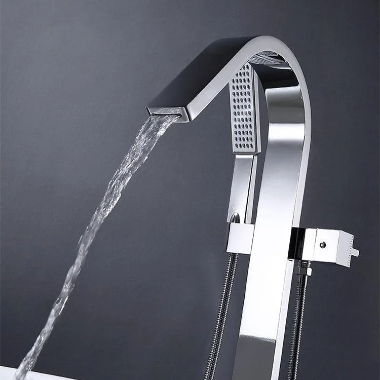 Floor Mounted Metal Freestanding Tub Filler 2 Handles Freestanding Bathtub Tap -Bathlova