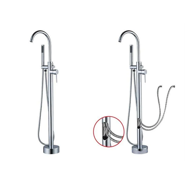 Floor Mounted Metal Freestanding Tub Filler 2 Handles Freestanding Bathtub Tap -Bathlova