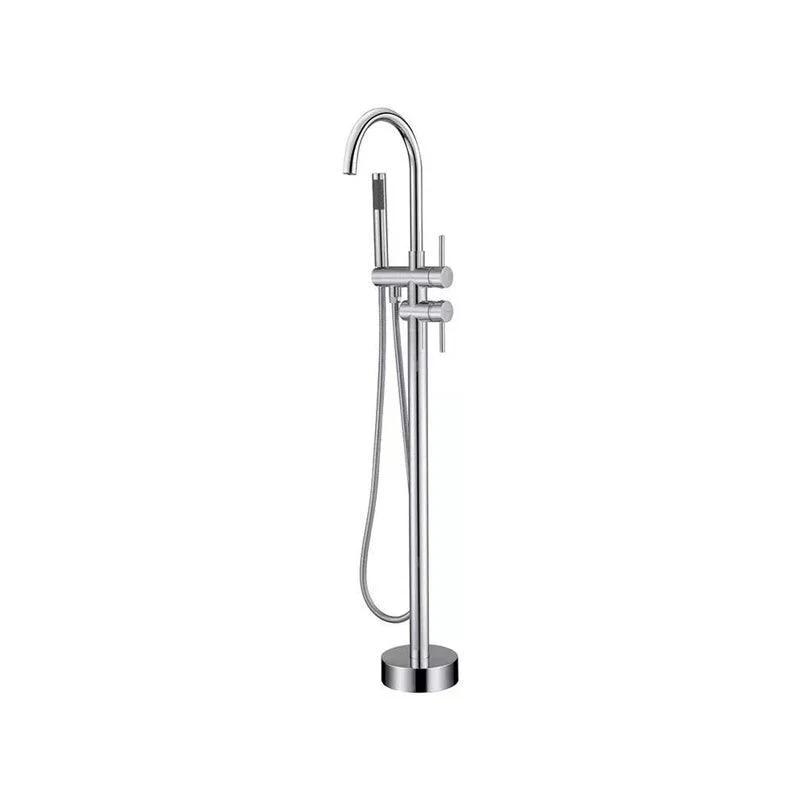 Floor Mounted Metal Freestanding Tub Filler 2 Handles Freestanding Bathtub Tap -Bathlova