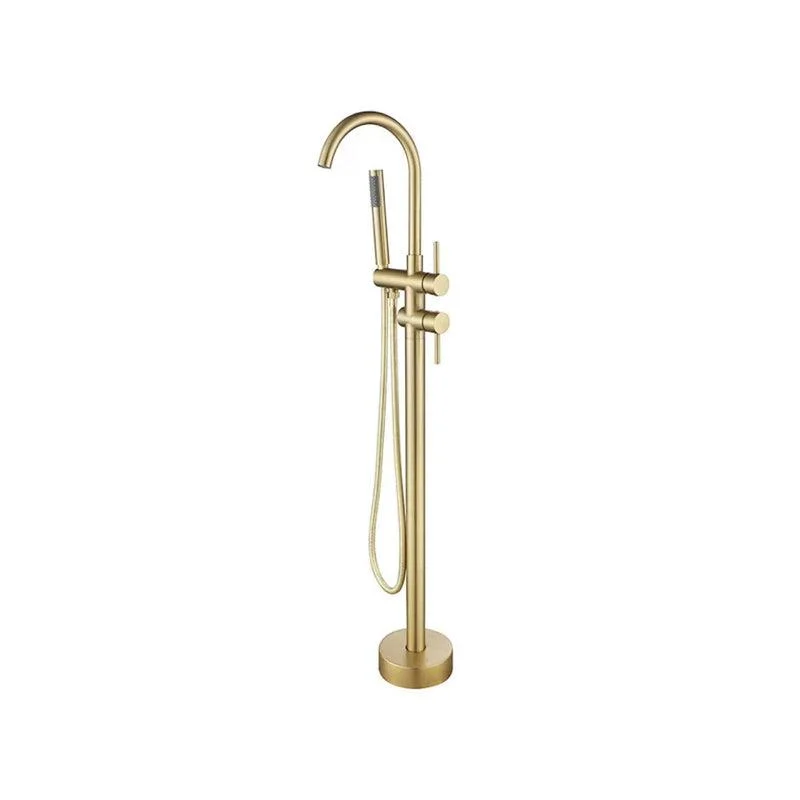 Floor Mounted Metal Freestanding Tub Filler 2 Handles Freestanding Bathtub Tap -Bathlova