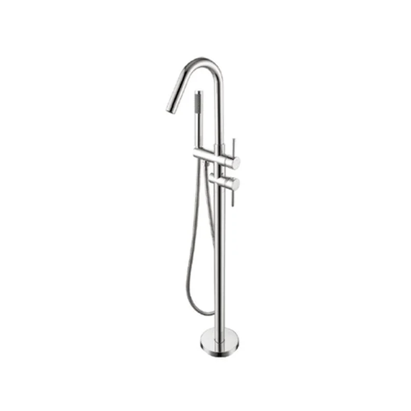 Floor Mounted Metal Freestanding Tub Filler 2 Handles Freestanding Bathtub Tap -Bathlova