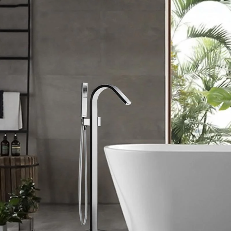 Floor Mounted Metal Freestanding Tub Filler 2 Handles Freestanding Bathtub Tap -Bathlova