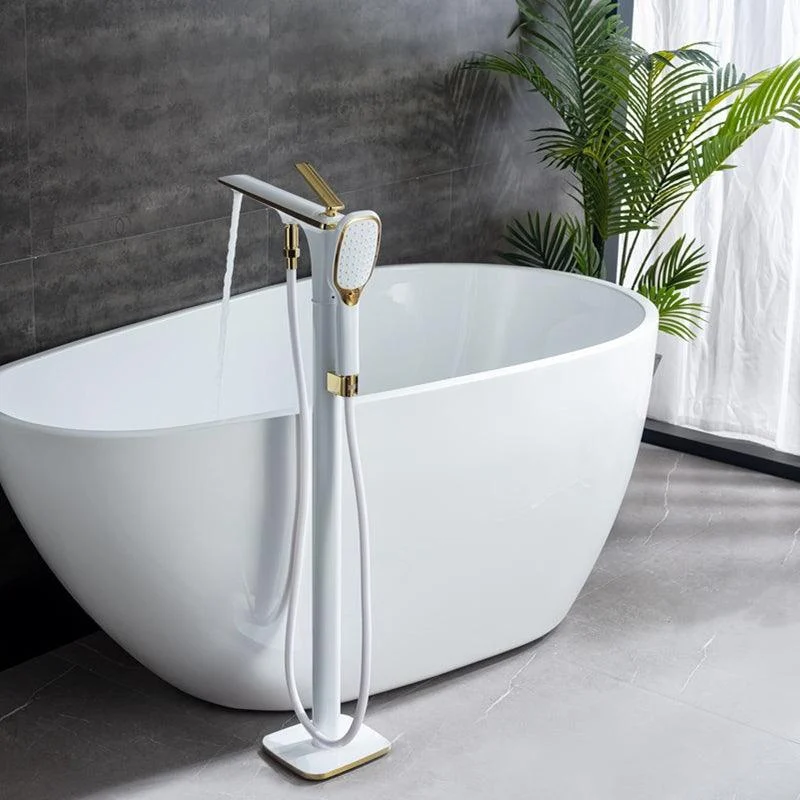 Floor Mounted Metal Freestanding Tub Filler 2 Handles Freestanding Bathtub Tap -Bathlova