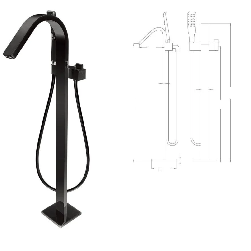 Floor Mounted Metal Freestanding Tub Filler 2 Handles Freestanding Bathtub Tap -Bathlova